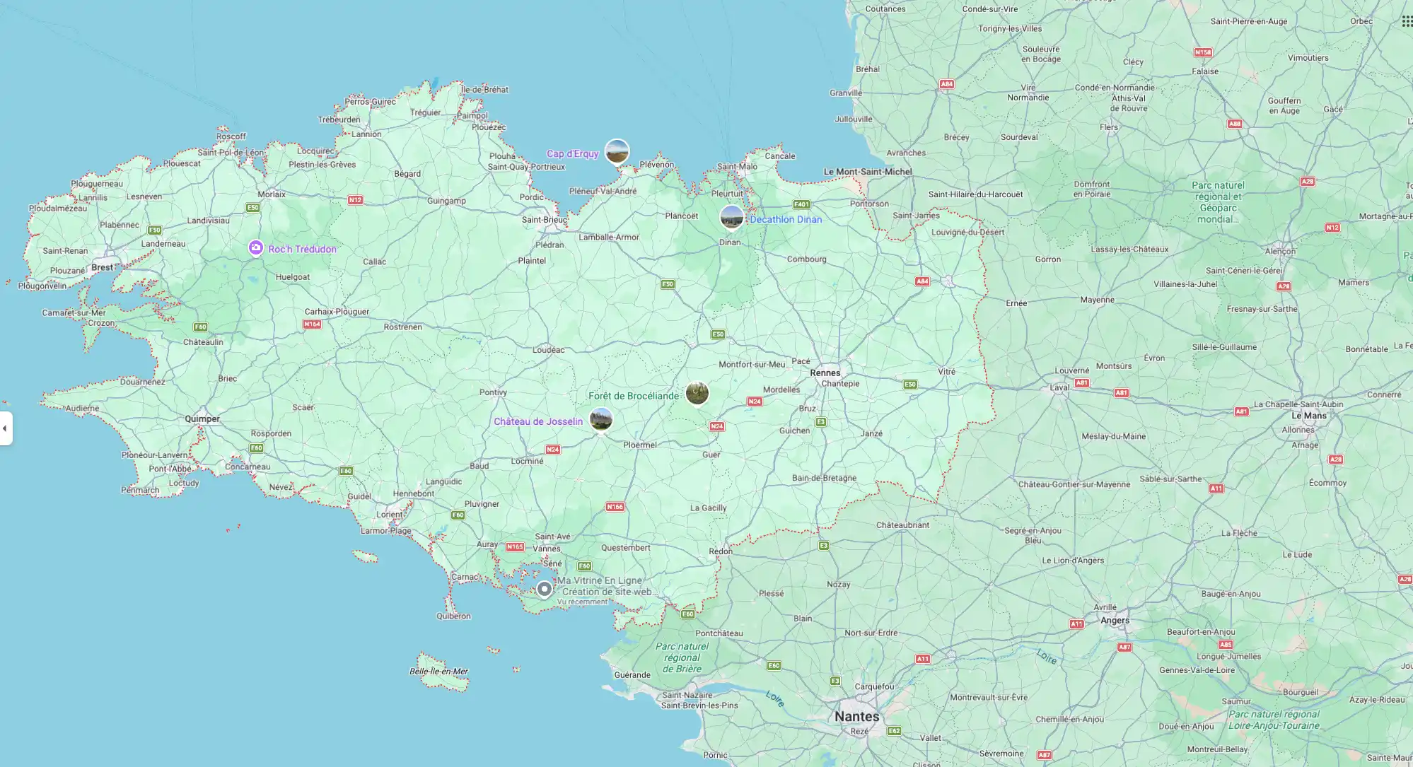 Carte de localisation de Bain Autos Sport en Bretagne